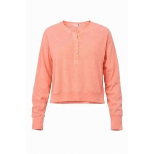 SUNDRY Waffle Knit Henley Long Sleeve Top Coral Pink Size 0
